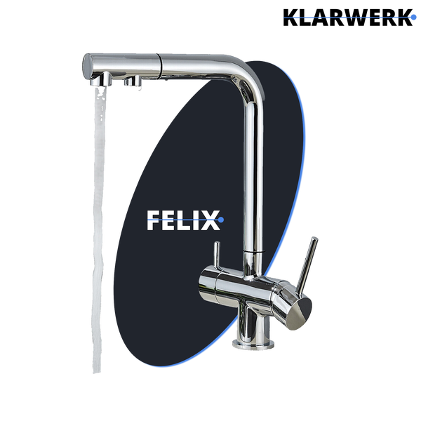 Felix | 3 Wege Premium Edelstahl ausziehbare Armatur | Chrom glänzend Osmose Wasserhahn Küche |Mischbatterie - 360 Grad | Filter 3 Anschlüsse