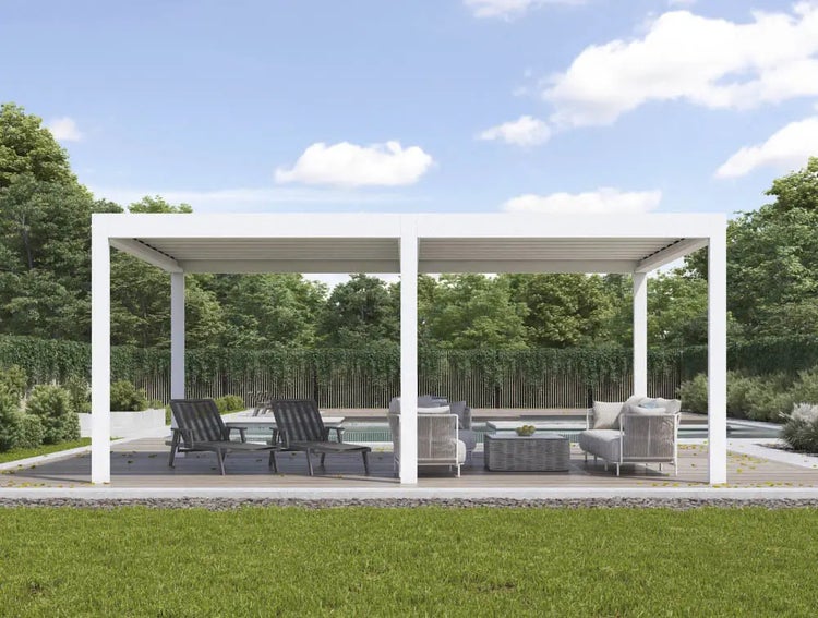 Elektrische Lamellen-Pergola 600x400 cm – Freistehend, Aluminium, motorisiert