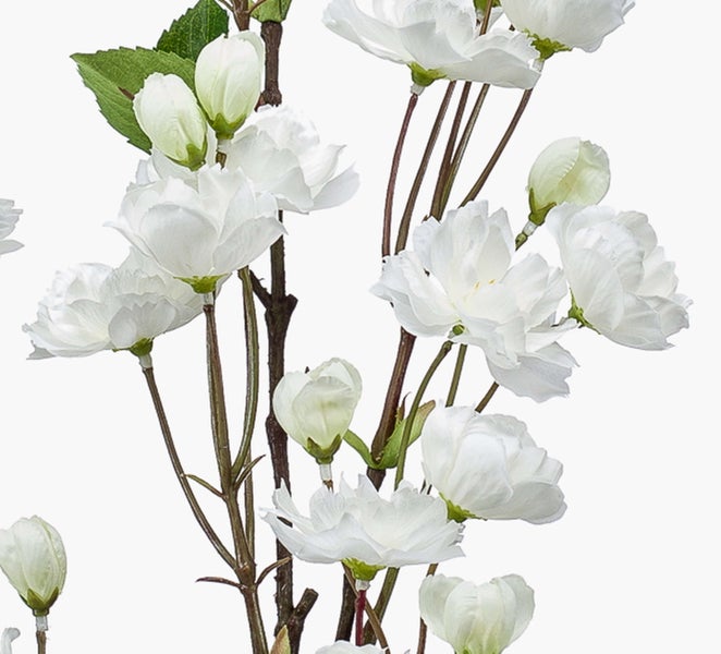 Künstliche Pfingstrose mit pfirsichfarbener Blüte, grünen Blättern und naturgetreuem Stiel.