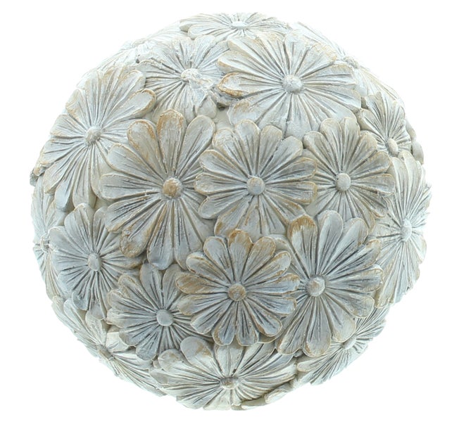 FRANK FLECHTWAREN | Kugel Blumen, 2er Set, POLYRESIN, D: 10,5 cm