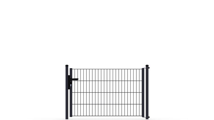 Gartentor ZAUNGURU ECO-Line aus Metall, Höhe: 83cm, Breite: 142cm, 1-flügelig inkl. Pfosten, Locinox-Schloss und Zubehör, Feuerverzinkt und zusätzlich in RAL 7016 Anthrazitgrau pulverbeschichtet