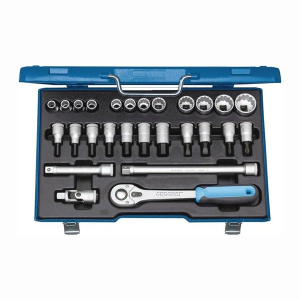 Steckschlüsselsatz im blauen Werkzeugkoffer