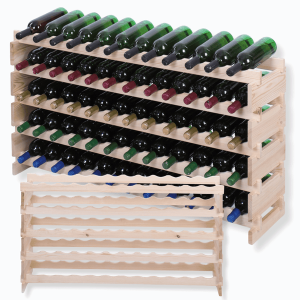 Weinregal VINOTECA FLEX PRO HxBxT 65x123x28cm 60 Flaschen auf 5 Ebenen Massives Kiefernholz Natur unbehandelt