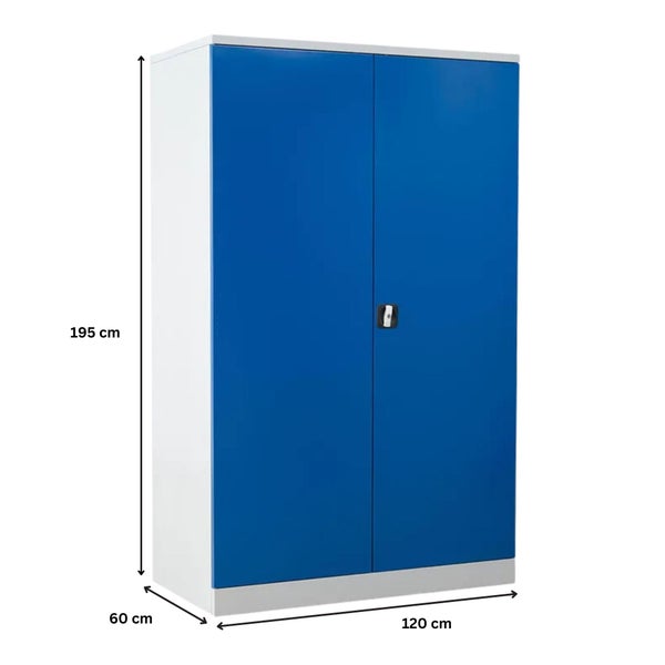 PROREGAL Stahlschrank Bee 4 Fachböden HxBxT 195 x 120 x 60 cm Verzinktes & Verstärktes Fachbodenmaterial Grau & Blau
