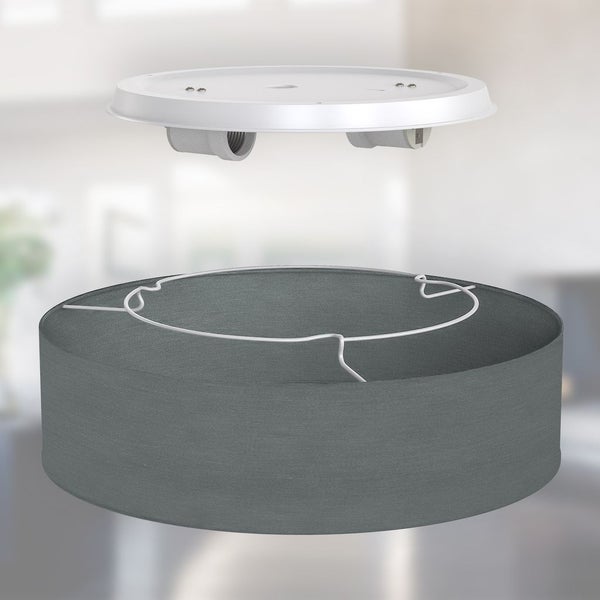 Deckenleuchte Ø38 cm - Stoffschirm, E27 Fassung, 2-flammig, grau