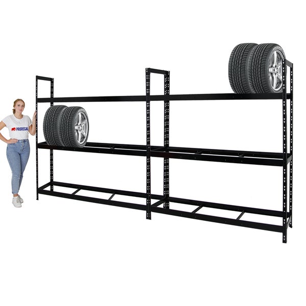 PROREGAL Mega Deal 2x Reifenregal Tiger XL HxBxT 200 x 180 x 45 cm Bis Zu 42 Reifen Schwarz