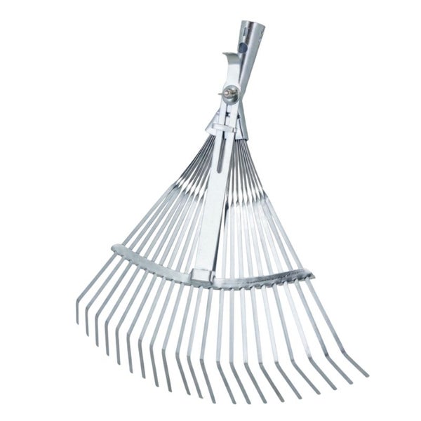 Verstellbarer Fächerbesen aus Metall für die Gartenarbeit.