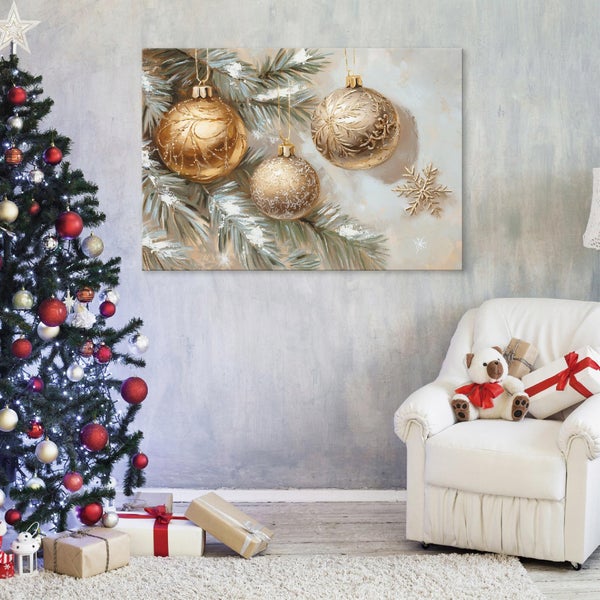 Leinwandbild Weihnachtsbaum Weihnachtskugeln Feiertage PP16291O4 Wandbilder Wohnzimmer Schlafzimmer 60x40 cm