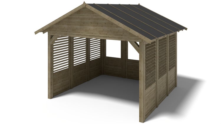 Gartenlaube Gartenpavillon 4,04x4,04m mit Paneelen - Imprägniert