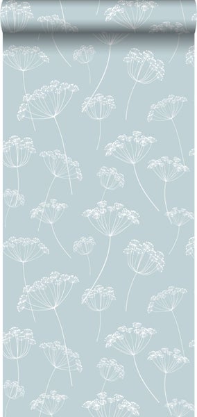 Walls4You Tapete Blumenmuster Himmelblau - 53 cm x 10.05 m - 935321
