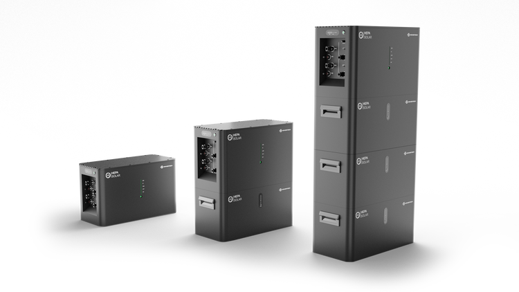 Drei HEPA Solar Stromspeichersysteme unterschiedlicher Größe