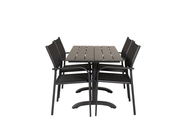 Denver Gartenset Tisch 70x120cm und 4 Stühle Santorini schwarz. 70 X 120 X 74 cm