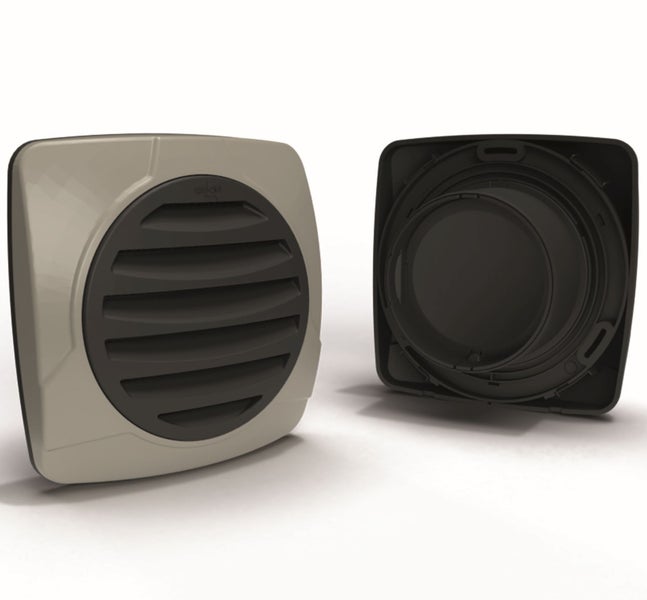 Wandventilator mit Lüftungsgitter in quadratischer Form zur Belüftung von Innenräumen
