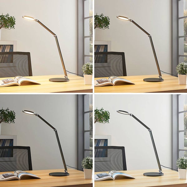 Lucande LED Tischlampe Mion dimmbar (Modern) in Alu aus Aluminium (1 flammig, ) - Tischleuchte Schreibtischlampe Nachttischlampe Arbeitszimmerleuchte