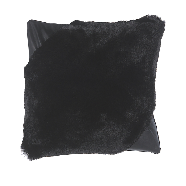 Dekokissen mit Kunstfell auf Leder