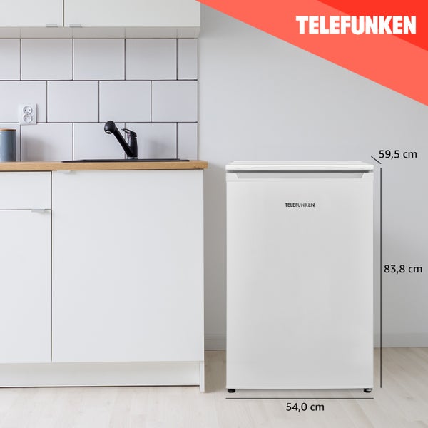 Telefunken Kühlschrank ohne Gefrierfach freistehend 135 Liter Kühlschrank klein mit Gemüsefach Standkühlschrank