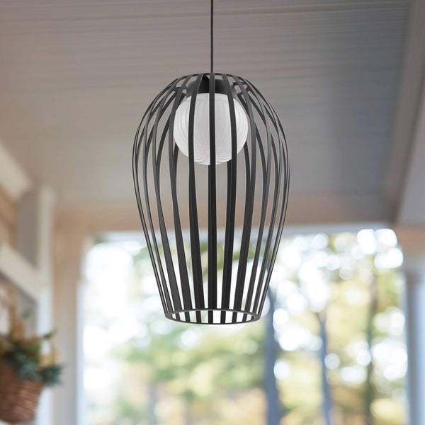 Lucande Außenleuchte Marrin (spritzwassergeschützt (Modern) in Schwarz aus Metall (1 flammig, E27) - Pendelleuchte außen Wohnzimmerleuchte