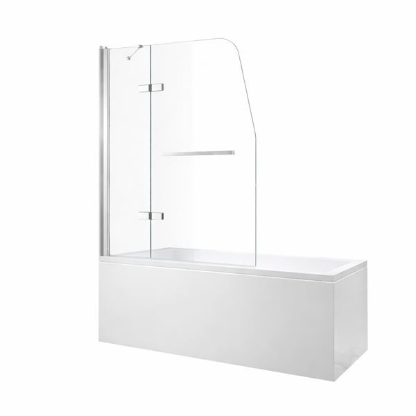 Technische Zeichnung eines Badewannenaufsatzes aus Glas mit Maßen: 1400 Millimeter Höhe, 680 Millimeter Gesamtbreite, Glaswerk Westfalen Logo.