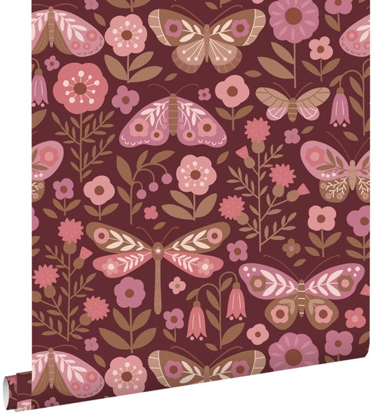 Tapete mit Blumen- und Schmetterlingsmuster