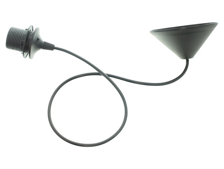 FRANK FLECHTWAREN | Lampen-Aufhängung Black, KUNSTSTOFF , Ø11cm x 80 cm