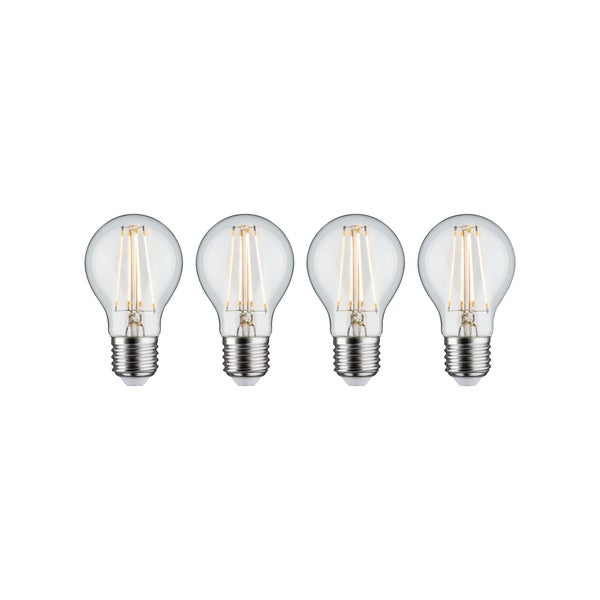 Vier LED Filament Glühbirnen in Tropfenform mit E27 Sockel