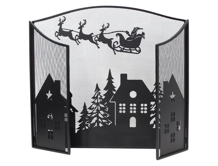 Funkenschutzgitter mit Weihnachtsmotiv für den Kamin