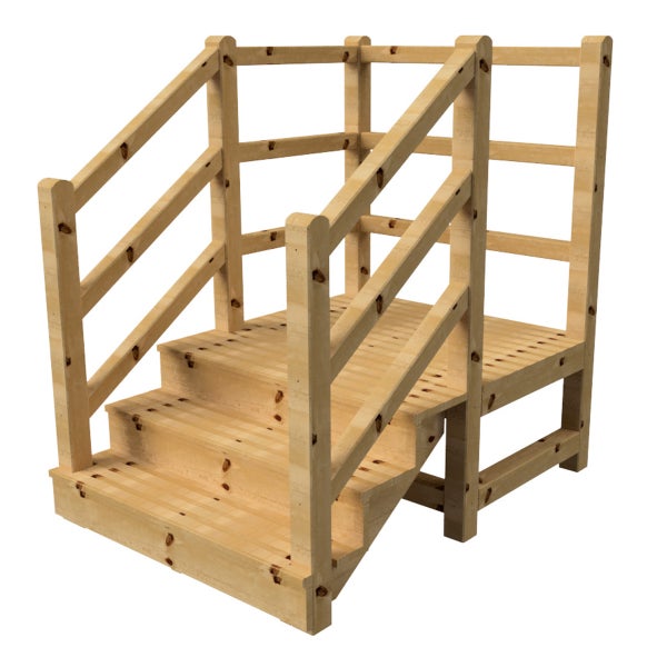 Holztreppe mit Geländer für den Außenbereich