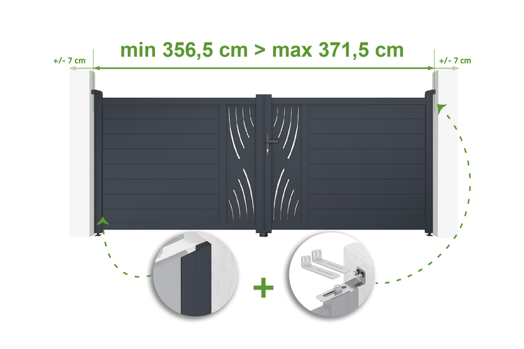 Abbildung eines Gartentors mit Breitenangaben