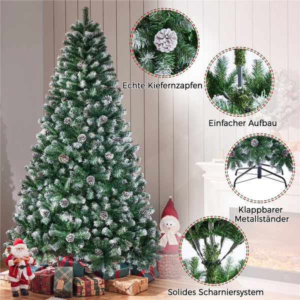 Yaheetech 228 cm künstlicher Weihnachtsbaum mit Schnee , Grün