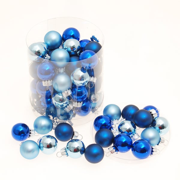 Kugeldose mit blauen Kugeln 2,5cm (45 Stück), 45 Stck., Weihnachtsbaumkugeln, Christbaumschmuck, Weihnachtsbaumanhänger