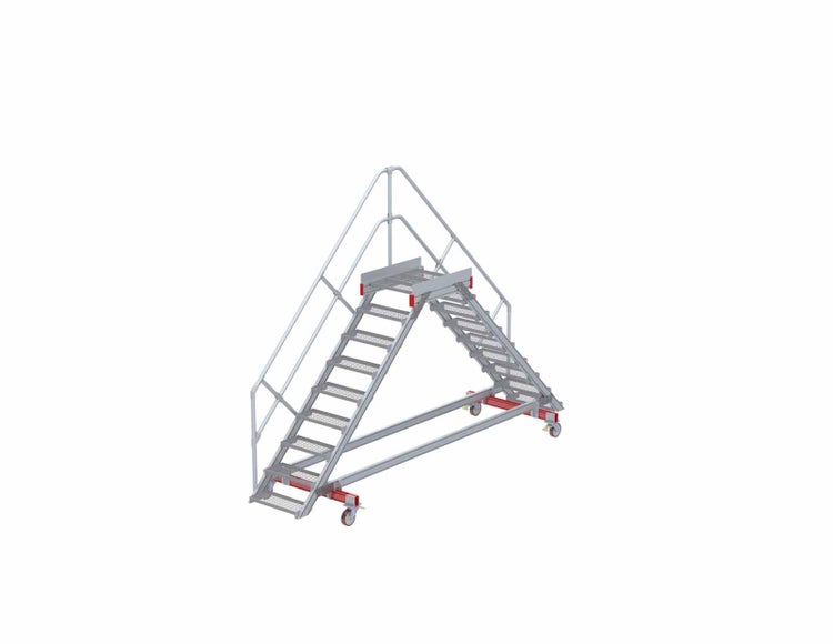 Mobile Treppe mit Geländer und Rollen