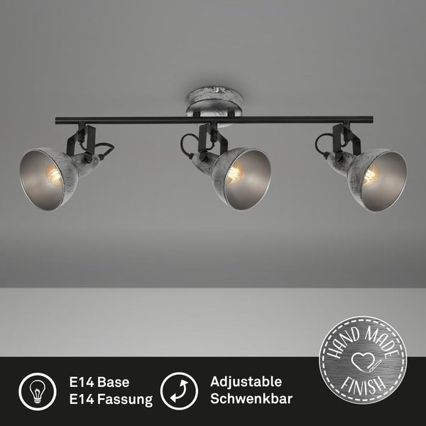 Deckenleuchte Retro 3xE14 dreh-& schwenkbar 40W Metall Antik-silber Briloner
