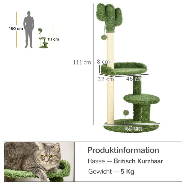 PawHut Kaktus Kratzbaum 111 cm Katzenkratzbaum mit 2 | HORNBACH