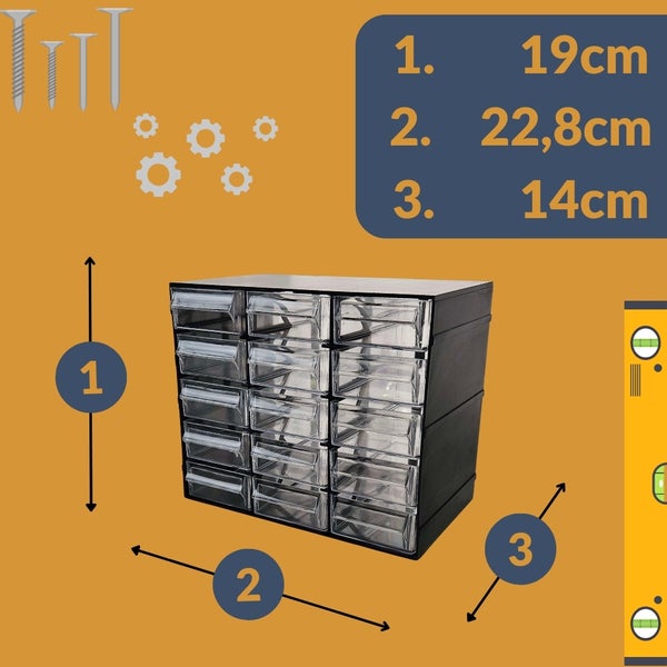 Sortimentskasten 15 Fach Schubladen Organizer Kleinteilemagazin Sortimentsboxen