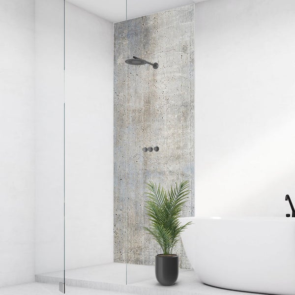 Beton Flair, 100x255cm, fugenlose Wandpaneele aus Alu-Verbund 3mm, Duschrückwand