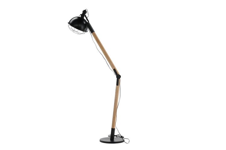 Kick Beleuchtung Stehlampe 30x30x190cm Stahl schwarz, Holz. 30 X 30 X 190 cm