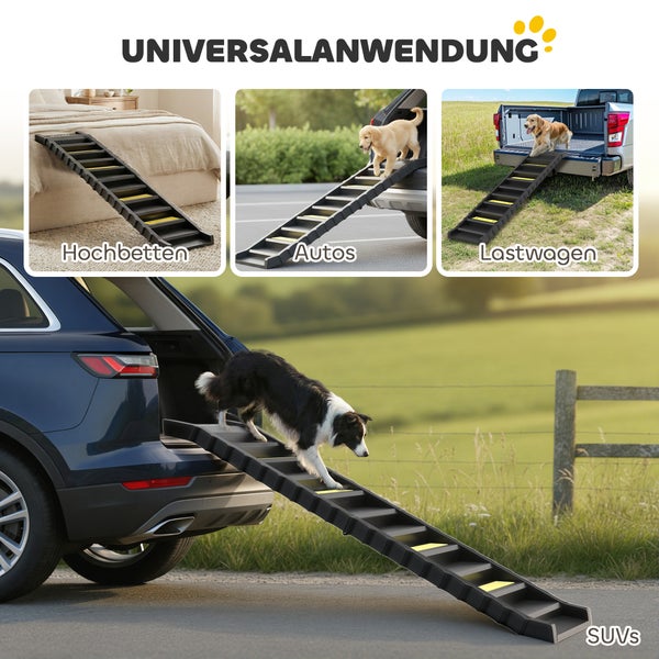 Hundetreppe für Autos, Geländewagen, Lastwagen und Hochbetten, rutschfest mit markierten Stufen, klappbar und portabel.