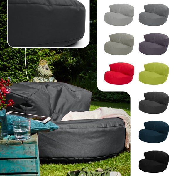 Green Bean Sitzsack Sofa mit Füllmaterial - Lounge im Sitzsack-Design 90x50cm mit ergonomischer Rückenlehne & waschbarem Bezug - Indoor und Outdoor geeignet in Dunkelgrau
