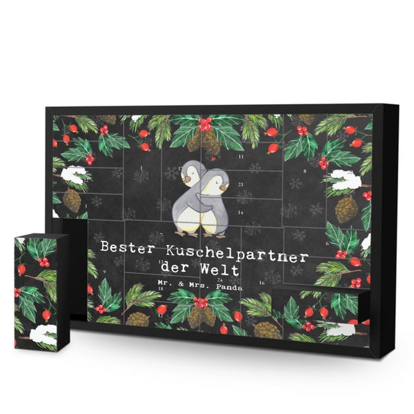 Mr. & Mrs. Panda Befüllbarer Adventskalender Pinguin Bester Kuschelpartner der Welt - Schwarz