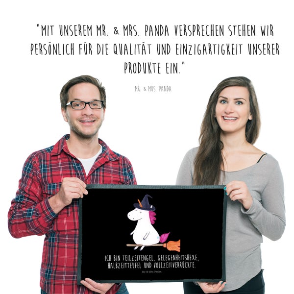 Mr. & Mrs. Panda 50 x 75 cm Fußmatte Einhorn Hexe - Schwarz