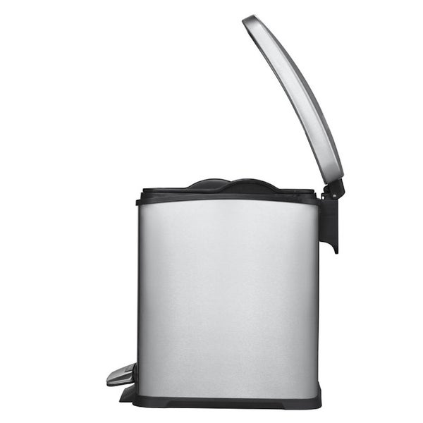 PROREGAL Rechteckiger Treteimer Aus Gebürstetem Edelstahl 8 Liter HxBxT 33,5 x 17,8 x 33,2 cm Silber
