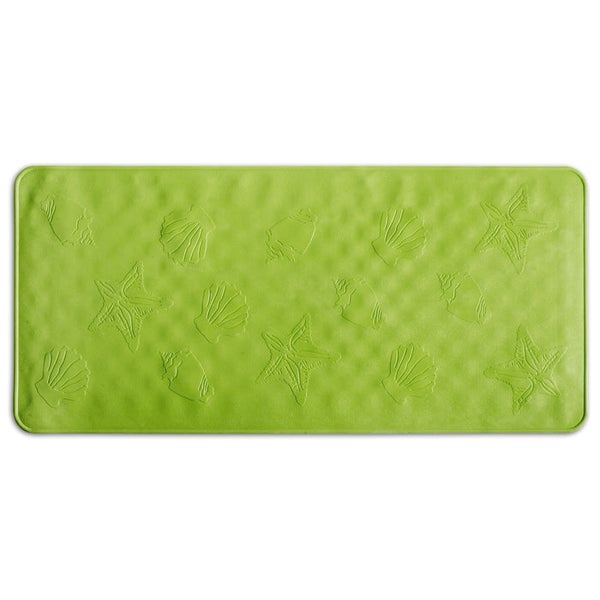 Rechteckige Badewannenmatte mit Reliefmuster aus Seesternen und Muscheln