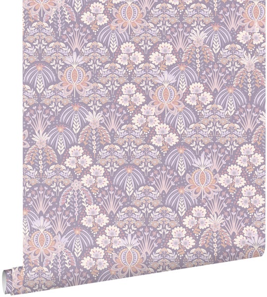 ESTAhome Tapete Blumenmuster im Jugendstil Violett - 50 x 900 cm - 130970