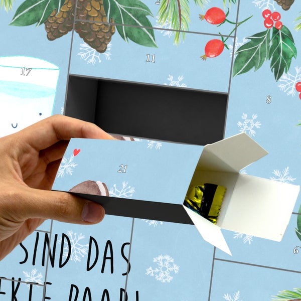 Mr. & Mrs. Panda Befüllbarer Adventskalender Milch Keks - Blau Pastell