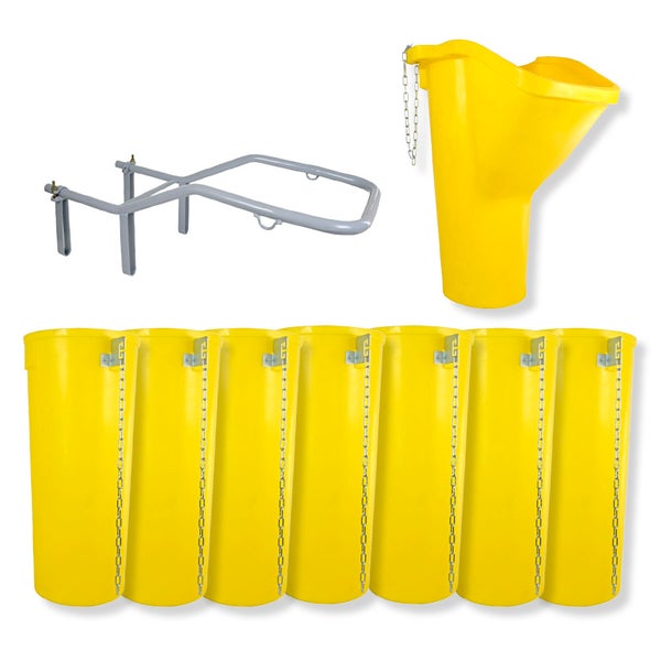 Bauschuttrutschen-Set SIRL XXL Profi | 9-teilig | 8,48m Länge | Einfülltrichter, Halterung & 7 Schuttrohre | Gelb