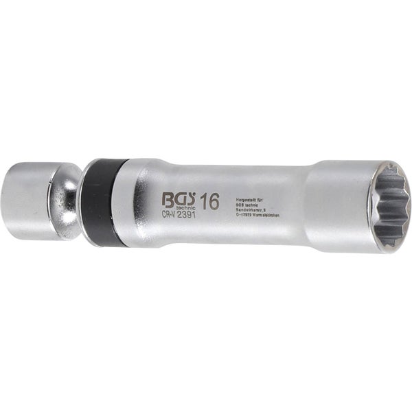 BGS Zündkerzen-Gelenkeinsatz Zwölfkant mit Haltefeder Antrieb Innenvierkant 10 mm (3/8) SW 16 mm - 2391