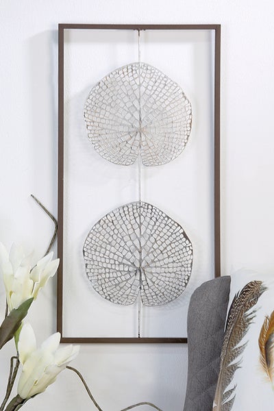 Wandrelief GILDE LEAFS Wandbild silber Höhe 61cm Breite 31cm Metall