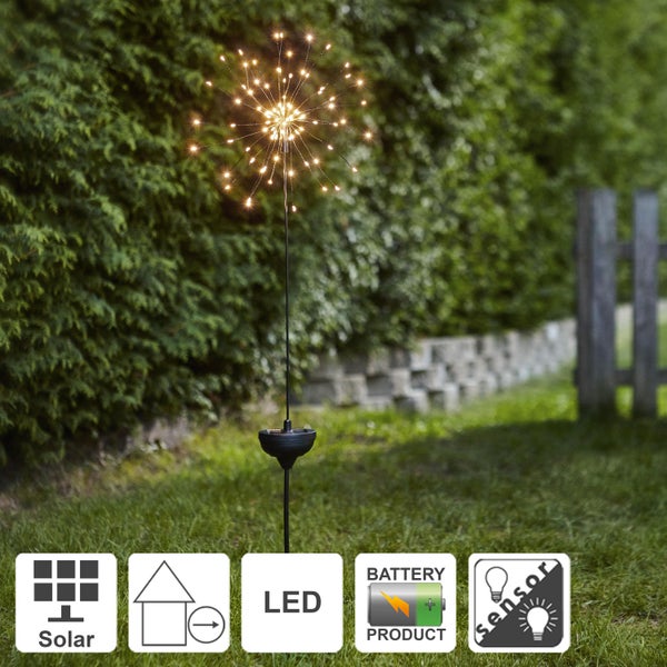 Solarleuchte in Feuerwerksoptik mit LED Beleuchtung im Garten