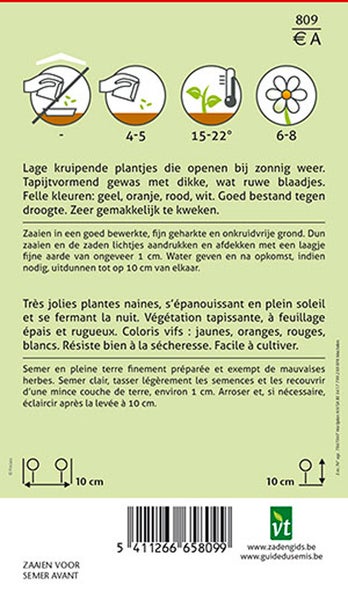 Informationen zur Aussaat und den Eigenschaften von Samen auf der Verpackung.