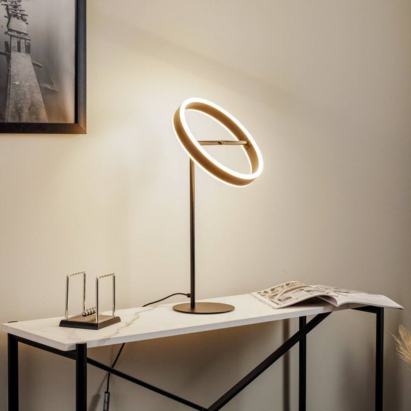 Lucande LED Tischlampe Yekta dimmbar (Design, Modern) in Schwarz aus Metall (1 flammig ) - Tischleuchte Schreibtischlampe Nachttischlampe Wohnzimmerleuchte
